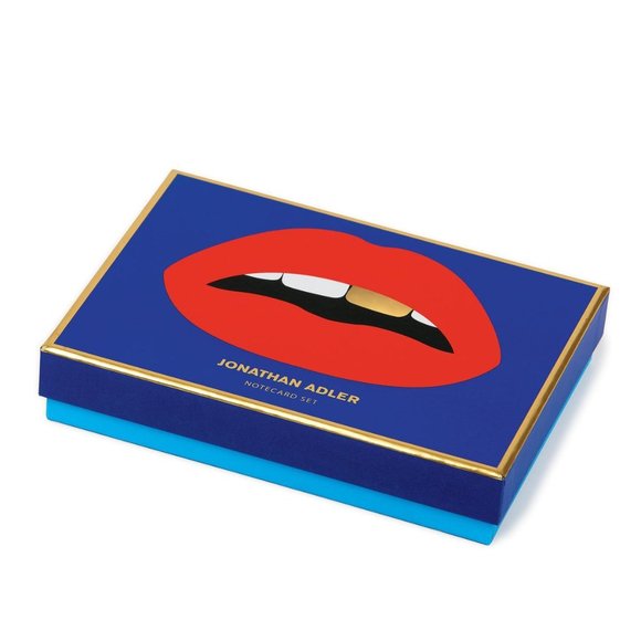 NEW! Jonathan Adler Lips Boxed Diecut Notecard Set of 6 Cards Stickers Envelopes - Picture 5 of 7